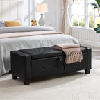48' Ottoman Bench with Storage, Bench for Bedroom,Living Room,Hallway, Upholstered Tufted Faux Leather PU Ottoman Black - Grand Goldman Shop