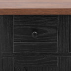 K&K 53'' Farmhouse Kitchen Island with Two Tempered Glass Cabinet Doors, Power Outlet, Rolling Kitchen Cart on Wheels with Drop Leaf, 5 Open Side Racks, 3 Drawers, for Kitchen, Dining Room, Black - Grand Goldman Shop
