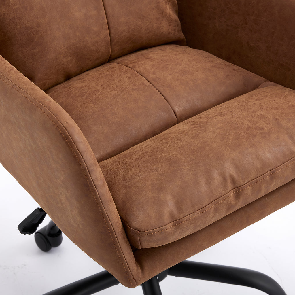 Brown PU Leather Office Chair with Adjustable Height, Suitable for Home and Office Use - Grand Goldman