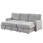 U_STYLE Upholstery Sleeper Sectional Sofa with Storage Space, USB port, 2 cup holders on Back Cushions(same sku; WY000335AAE) - Grand Goldman Shop