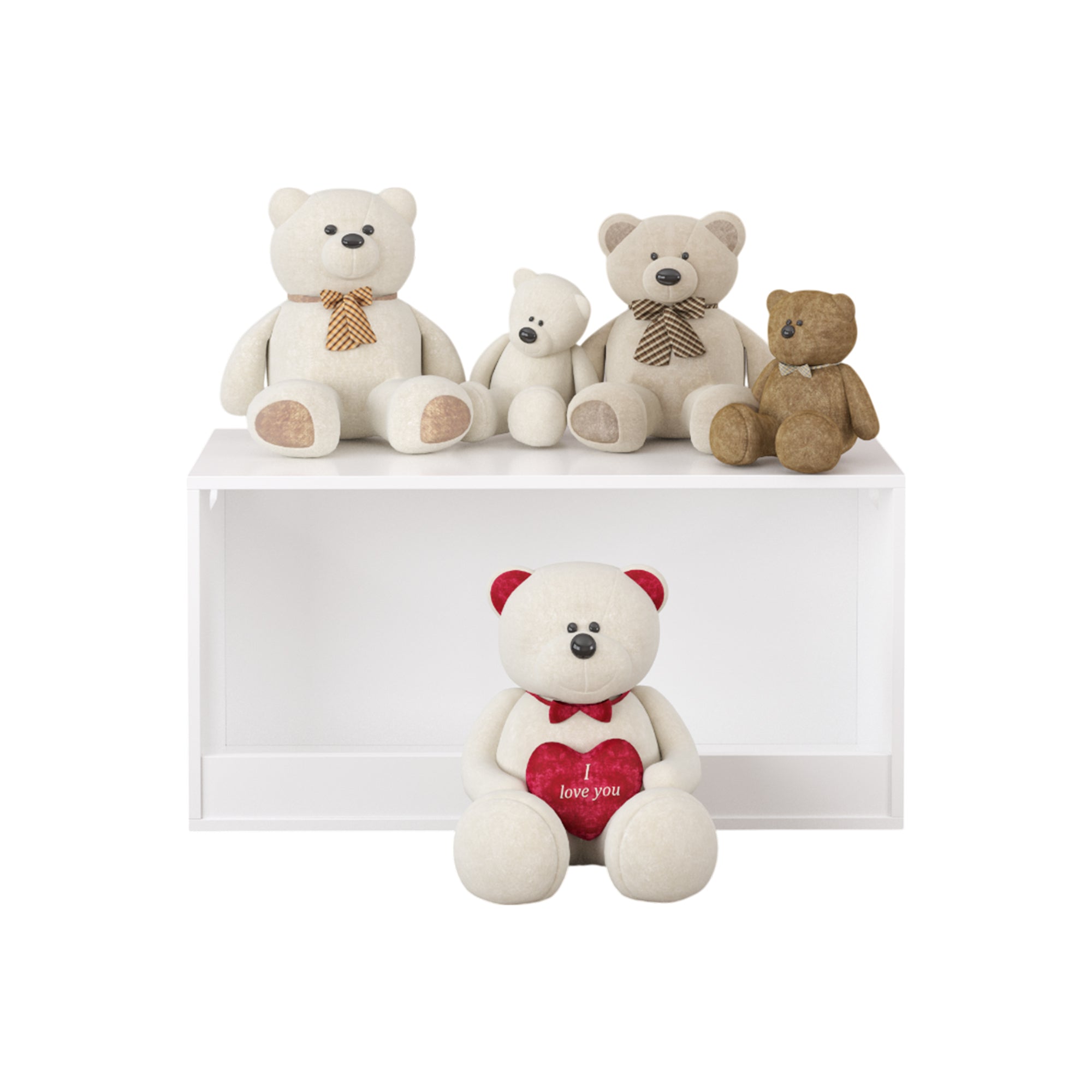 Open Toy Storage Box for Kids, White Wooden Organizer Bin for Plush Toys, Books, Nursery or Playroom Use - Grand Goldman