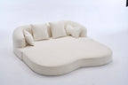 2-in-1 Foldable Sofa Bed,70 Inch Folding Boneless Couch Convertible Compressed Sleeper Sofabed, 4 Pillows for Living Room Apartment, Milk White - Grand Goldman Shop
