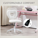 Office Task Chair, Heart Chair with Swivel Wheels, White - Grand Goldman