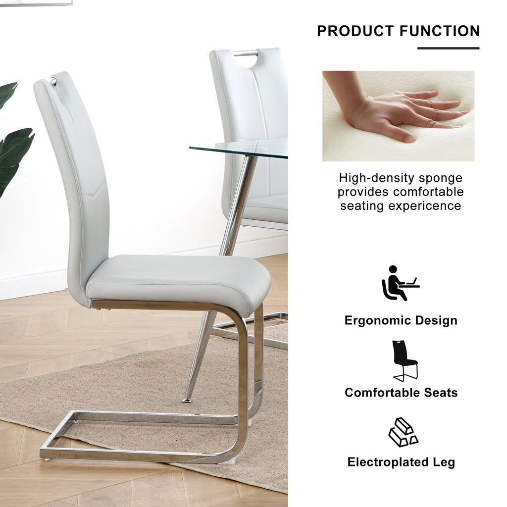 Modern Dining Chairs with Faux Leather Padded Seat Dining Living Room Chairs Upholstered Chair with Chrome Metal Legs Design for Kitchen, Living, Bedroom, Dining Room Side Chairs Set of 4 - Grand Goldman Shop