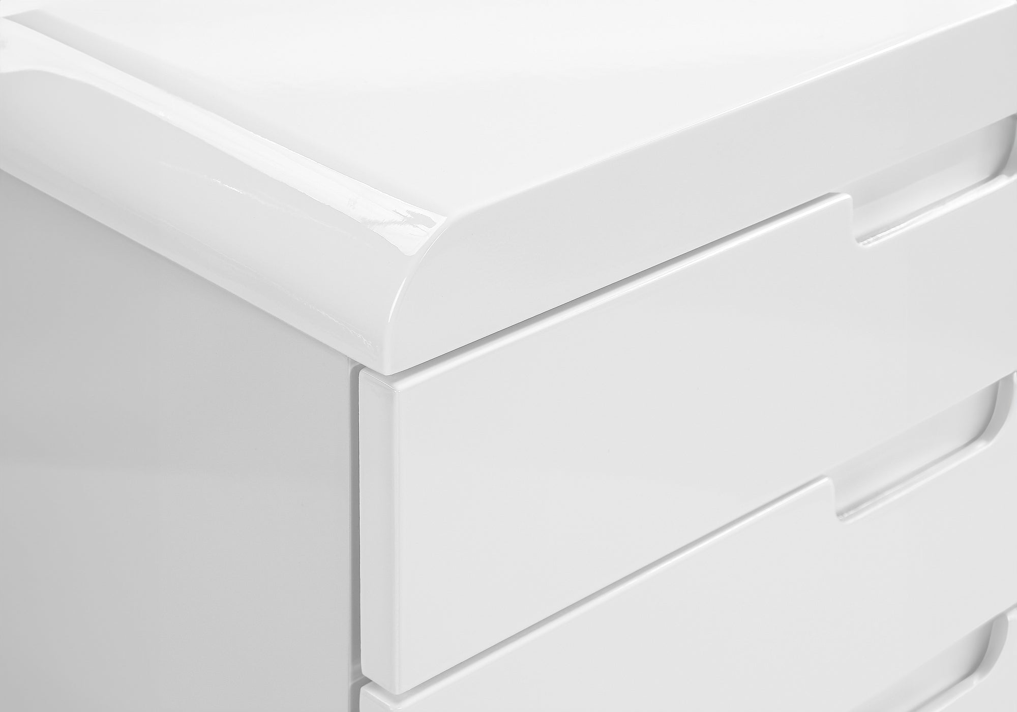 File Cabinet, Rolling Mobile, Storage Drawers, Printer Stand, Office, Work, Glossy White Laminate, Contemporary, Modern - Gra