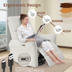 270° Power Swivel Rocker Recliner Chair for Adults, Swivel Rocking Recliner Chair,Electric Small Recliners for Small Spaces, Single Sofa Recliner for Living Room, Bedroom,RV (Fabric Gray+270°Swivel) - Grand Goldman Shop
