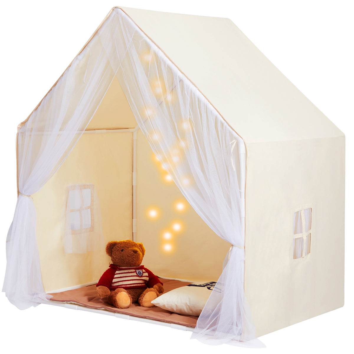 Kids Play Tent, Kids Tent for Kids 1-5 Years Old, Toddler Tent with Mat and Tent Lamp, Tent for Kids with Windows for Indoor 