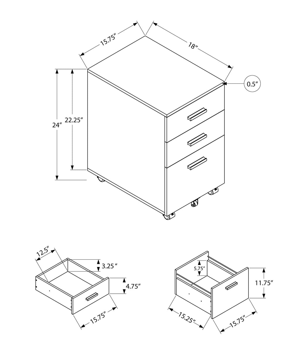 File Cabinet, Rolling Mobile, Storage Drawers, Printer Stand, Office, Work, White Laminate, Contemporary, Modern | Premium Ho