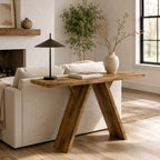 Console Table, 43.4-Inch Long Narrow Entryway Table with V-Shaped Base, Rustic Sofa Console for Hallway, Living Room, Behind Sofa - Grand Goldman Shop