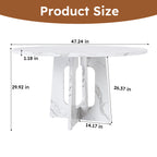 Modern Farmhouse 47.24' Round Dining Table for 4 with Marble White Finish MDF and Iron - Grand Goldman Shop
