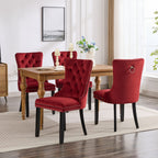 Classic Velvet Dining Chairs,  High-end Tufted Solid Wood Contemporary Velvet Upholstered Dining Chair with Wood Legs Nailhead, SET OF 2,Burgundy, Wine Red,SW2001WR - Grand Goldman Shop