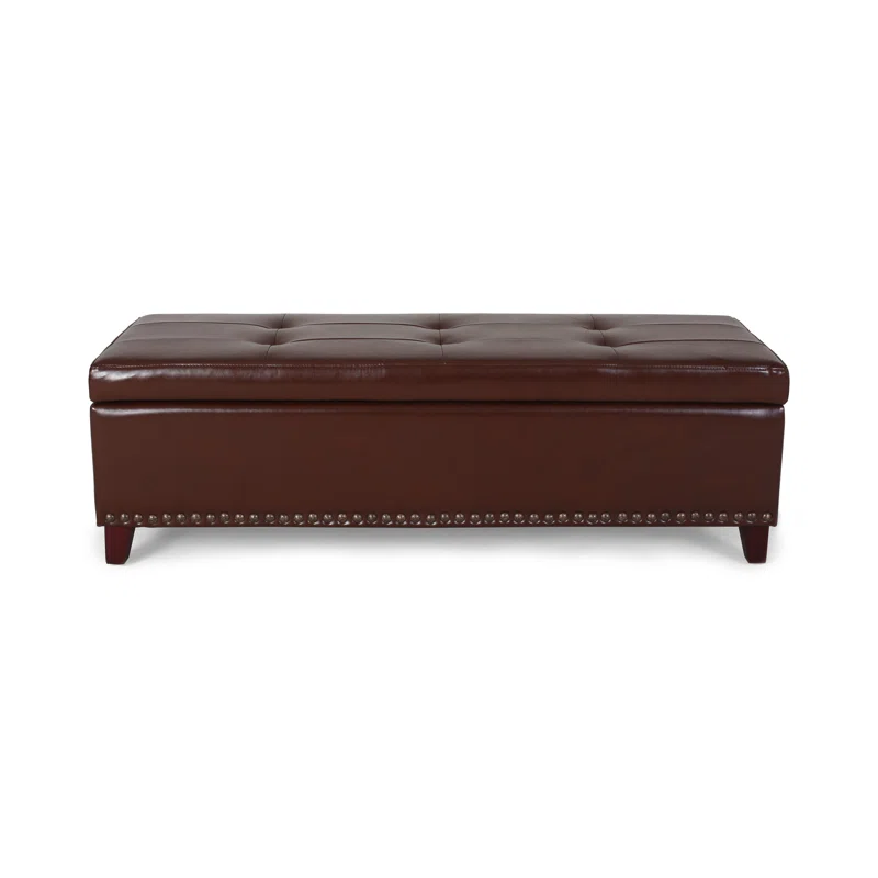 Ottoman with Storage, 51 Inch Large Ottomans Storage Bench, Upholstered End of Bed Bench with Hinged Lid, Long Foot Rest Stool for Living Room Bedroom - Grand Goldman Shop