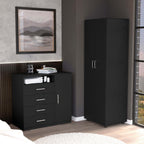 2 Piece Bedroom Set, London Armoire + Rioja 4 Drawer Dresser, Black - Grand Goldman Shop