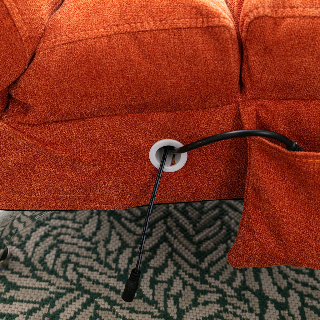 Ergonomic Linen Massage Chaise Lounge with Remote Control, Orange, 5 Modes - Grand Goldman Shop