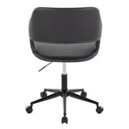 Contemporary Task Chair in Black Metal and Black Faux Leather | Premium Home Decor - Grand Goldman