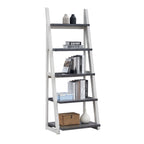 Stylish 5-Tier Shelves,Bookshelf, Storage Rack, Bookcase with Rubber Wood Frame, Ladder Shelf for Living Room, Home Office, K