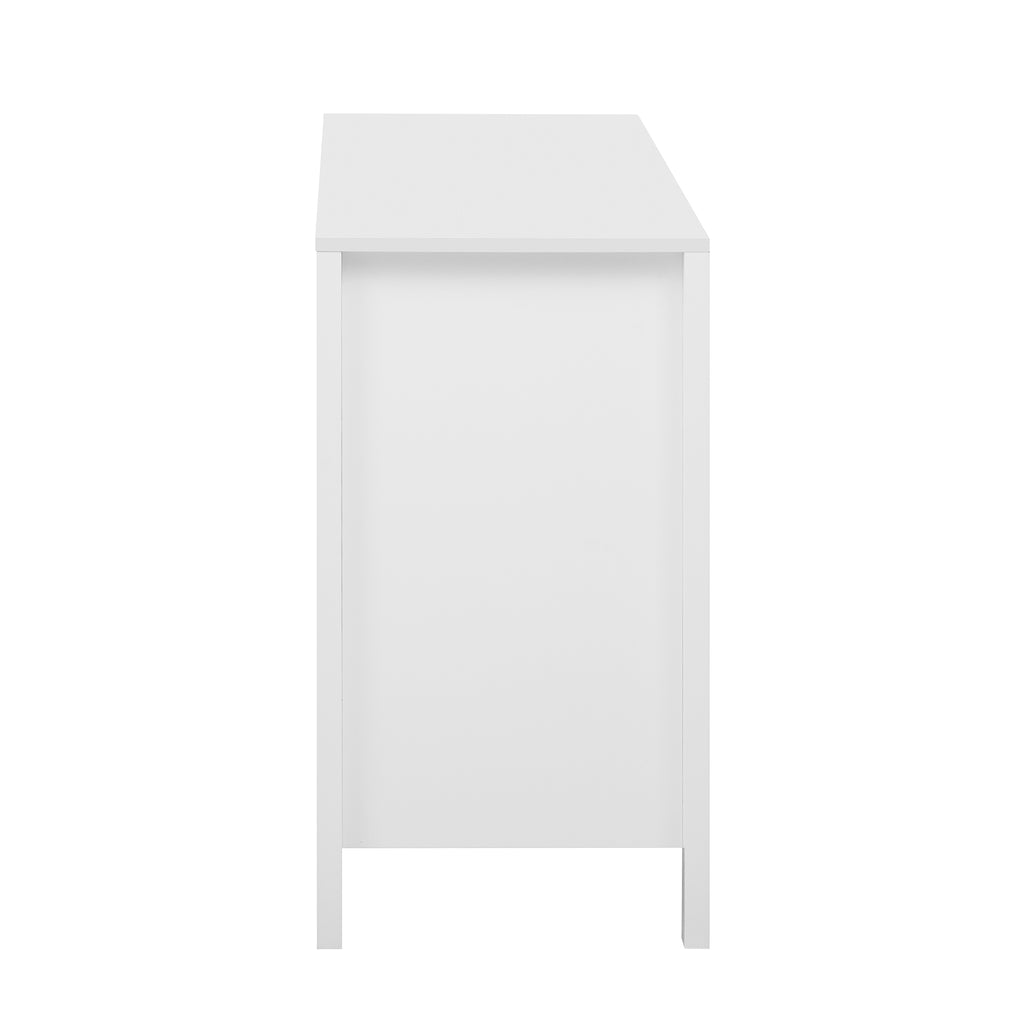 U_STYLE Sideboard with Wave Design - 3 Adjustable Shelves, 3 Drawers & Soft-Close Doors, Storage Console Table with Metal Handles, Suitable for Study, Hallway and Living Room, 3 Colors - Grand Goldman Shop