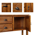 46'' Solid Wood Sideboard Console Table with 2 Drawers and Cabinets and Bottom Shelf, Retro Style Storage Dining Buffet Server Cabinet for Living Room Kitchen Dining Room(Brown) - Grand Goldman Shop
