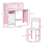 Qaba Toddler Desk and Chair Set, Kids Writing Desk Study Table for Children with Whiteboard, Storage Cabinet, Child Furniture