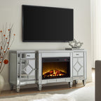 W 57' X D 15 ' X H 25.6' Flash silver combination TV fireplace cabinet - Grand Goldman Shop