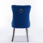 Nikki Collection Modern, High-end Tufted Solid Wood Contemporary Velvet Upholstered Dining Chair with Chrome Stainless Steel Plating Legs,Nailhead Trim,Set of 2,Blue and Chrome, SW1701BL - Grand Goldman Shop