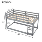 Gray Twin Over Twin Floor Bunk Bed with Ladder, Solid Pine Wood, 79.1''L x 42''W x 46.5''H - Grand Goldman Shop
