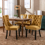 Nikki Collection Modern, High-end Tufted Solid Wood Contemporary Velvet Upholstered Dining Chair with Wood Legs Nailhead Trim 2-Pcs Set,Gloden, SW2001GL - Grand Goldman Shop