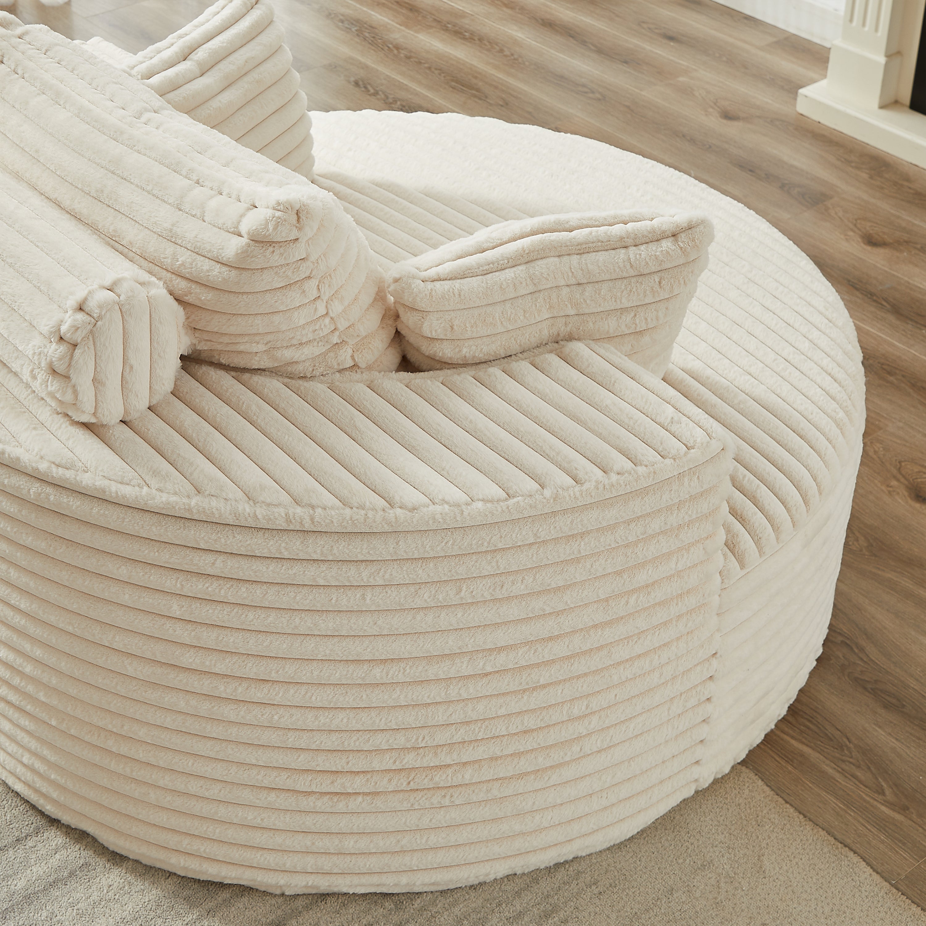 55'L Corduroy Sponge single sofa,No Assembly Required,Fluffy Modern Sleeper Chair for Living room, Bedroom, Lounge and Projection Room(Not a swivel chair.) - Grand Goldman Shop