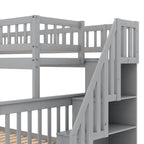 Spacey Twin over Full Bunk Bed with Trundle and Staircase, Grey - Grand Goldman Shop