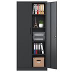 Heavy Metal 72'H Garage Storage Cabinet with Locking Doors, Black Steel, Adjustable Shelves | Premium Home Decor - Grand Gold