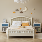 Navy+Golden Handle Wooden Nightstand with One Drawer One Shelf for Kids and Adults, White+Navy Finish, MDF Material, 26.77''H - Grand Goldman Shop