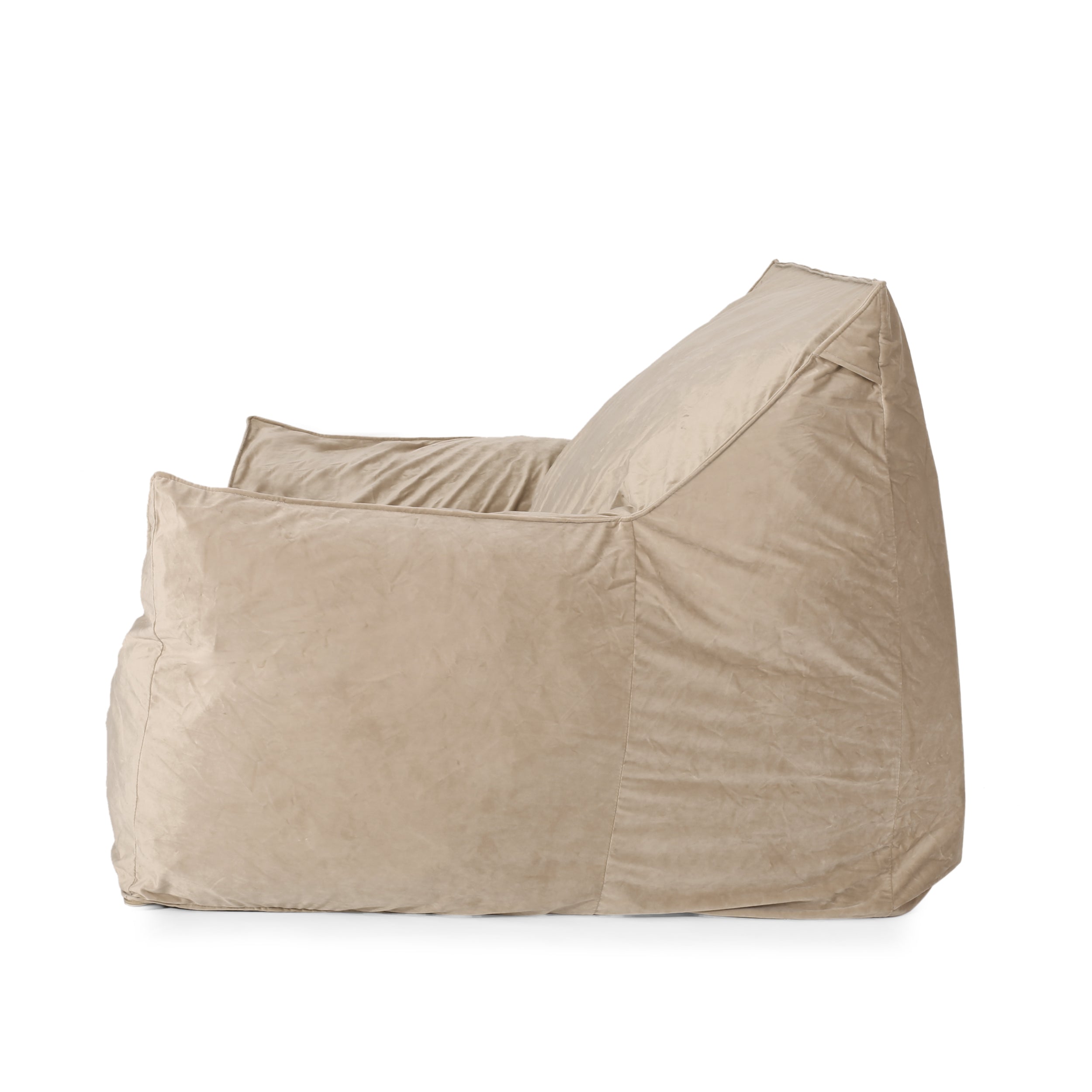 Allea Velveteen Bean Bag Chair with Armrests, Comfortable Velvet Seating, Taupe, 42x40x30 inches - Grand Goldman Shop