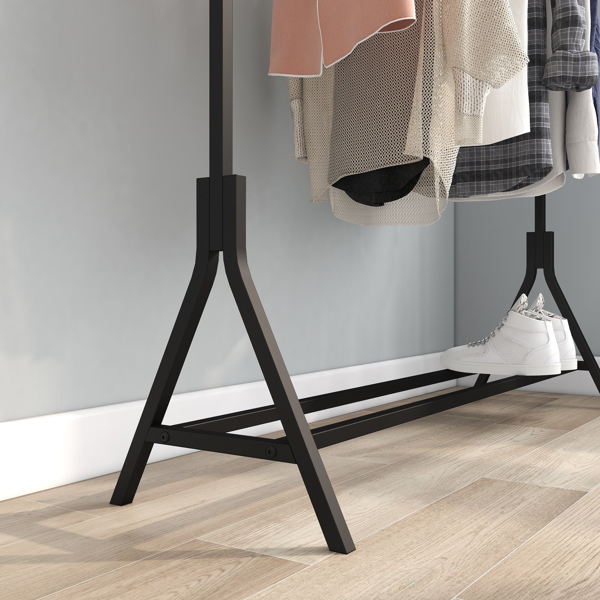 Garment Rack Freestanding Hanger Multi-functional Single pole Bedroom Clothing Rack Bedroom, Black - Grand Goldman Shop