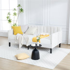 Elena Twin Size Ivory Boucle Upholstered Daybed with Ribbed Tufted Backrest in Lavish Modern Design - Grand Goldman Shop