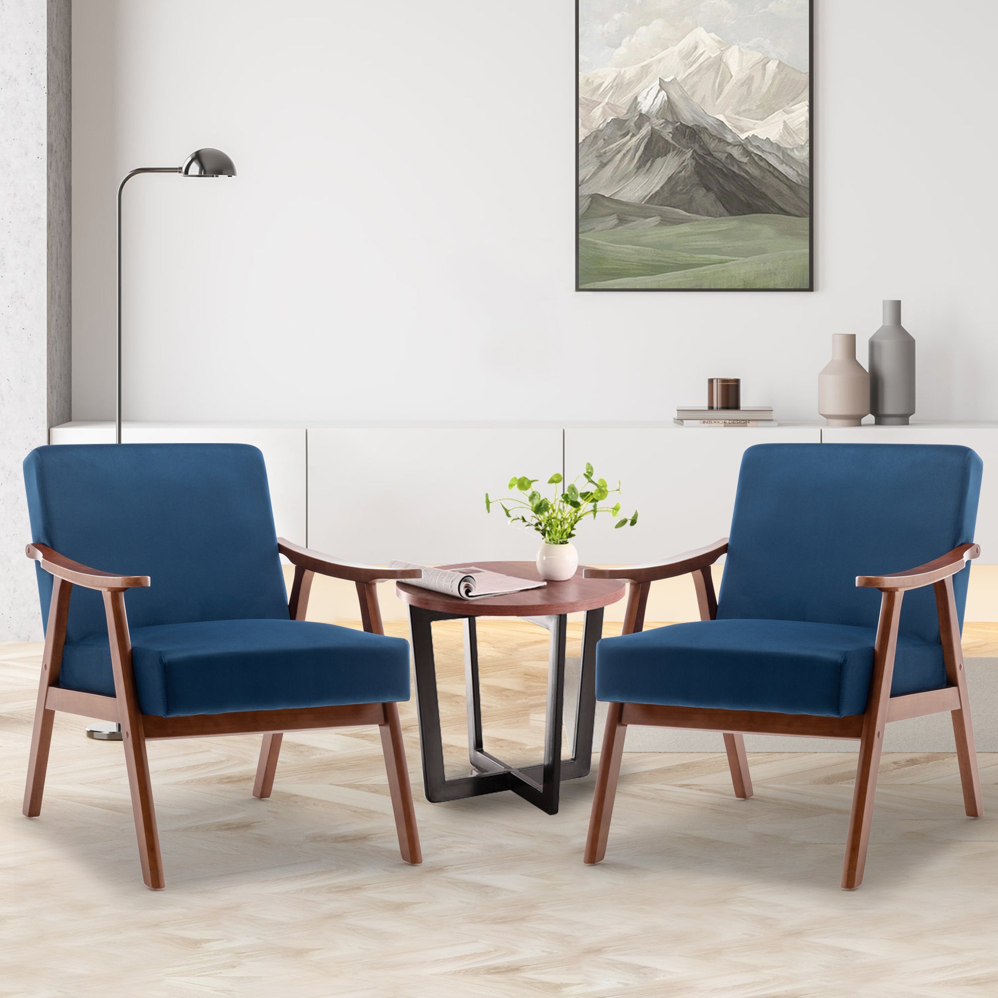 Mid-Century Modern Wingback Accent Chair with Solid Wood Frame and Extra-Thick Backrest – Lounge Chair for Living Room, Bedroom, or Reading Room - Grand Goldman Shop