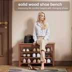 Adjustable shoe-changing bench, storage bench, hidden storage. With a load-bearing capacity of up to 550 pounds, suitable for bedrooms and corridors. 100% solid wood. - Grand Goldman Shop