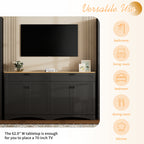 ON-TREND Farmhouse TV Stand with 2 Drawers for TVs Up to 70', Versatile Wood Grain Sideboard with Adjustable Shelves, Mid-Century Buffet Cabinet with Rustic Handles for Living Room/Bedroom, Black - Grand Goldman Shop