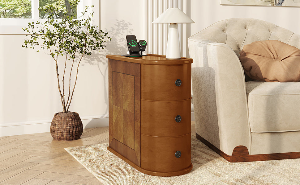 End Table with Charging Station, Sofa Side Table with Drawers, No Assembly Required, Expect Arrival Date (2025/5/27) - Grand Goldman Shop