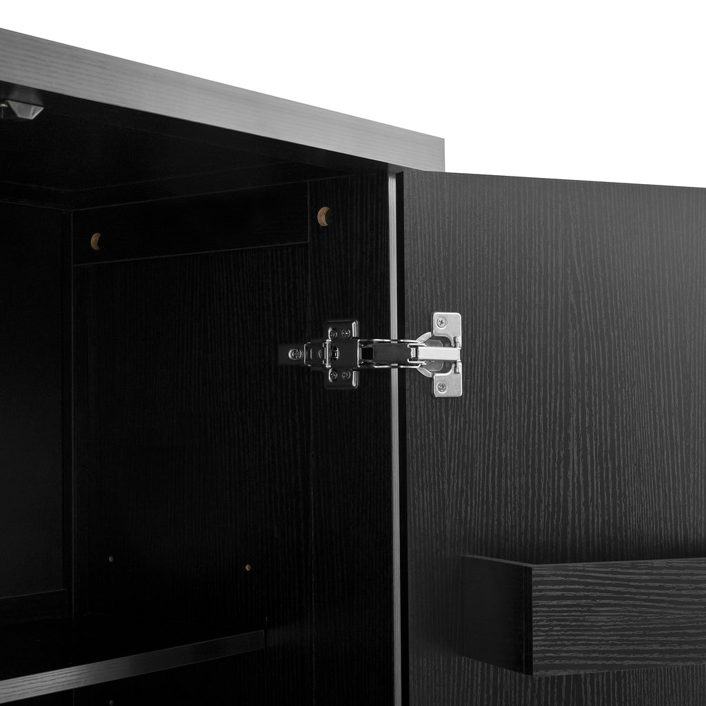 70' Kitchen Pantry Cabinet with 2 Cabinet Shelves,Luxurious Wooden Cupboard with 6 Door Shelves and 3 Drawers for Kitchen, Dining Room,Black - Grand Goldman Shop