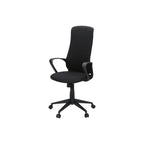Contemporary Office Chair with Adjustable Height, Armrests, Swivel, Ergonomic Design in Black Fabric and Metal, Modern Work C