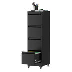Black Heavy-Duty Metal 4 Drawer Locking Vertical File Cabinet with Wheels for Home & Office, 17.71'D x 15.16'W x 52.28'H - Gr