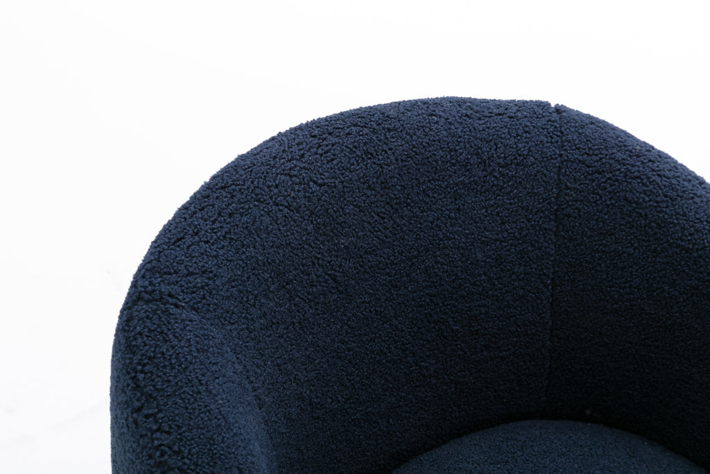 Teddy Fabric Swivel Accent Armchair Barrel Chair With Black Powder Coating Metal Ring,Dark Blue - Grand Goldman Shop