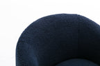 Teddy Fabric Swivel Accent Armchair Barrel Chair With Black Powder Coating Metal Ring,Dark Blue - Grand Goldman Shop