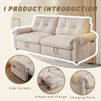 W3820S00024, a 77-inch convertible sofa bed, and a 2-in-1 piece suitable for both sitting and lying. Made of cloud-like fabric, it is applicable to living rooms, bedrooms and apart - Grand Goldman Shop