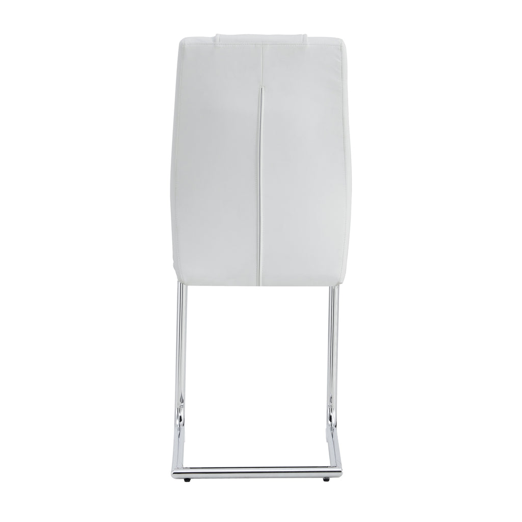 Modern Dining Chairs with Faux Leather Padded Seat Upholstered Chair with Metal Legs Design Set of 6 White PU - Grand Goldman Shop