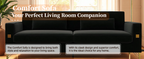 FX-P18-BK(sofa)Luxury Velvet Sofa with Gold Accents - Modern 3-Seat Couch with Plush Cushions, Perfect for Living Room and Office Decor - Grand Goldman Shop