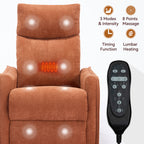 Heat Massage Manual Recliner Chair with Rocker and Swivel in Fabric for Living Room, Orange - Grand Goldman Shop
