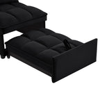 4 in1 Multi-Function Single Sofa Bed with Storage Pockets,Tufted Single Pull-out Sofa Bed with Adjustable Backrest and Pillows ,Convertible  Chaise Lounge,Black - Grand Goldman Shop