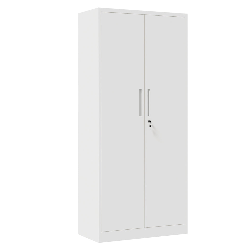 71'H Metal Garage Storage Cabinet, White Tool Steel Locking Cabinet with Doors and 4 Adjustable Shelves, Tall Cabinets for Ga