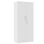 71'H Metal Garage Storage Cabinet, White Tool Steel Locking Cabinet with Doors and 4 Adjustable Shelves, Tall Cabinets for Ga